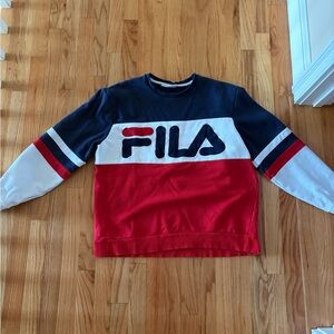 Fila Colorblock Crewneck Sweatshirt in Navy, Red & White